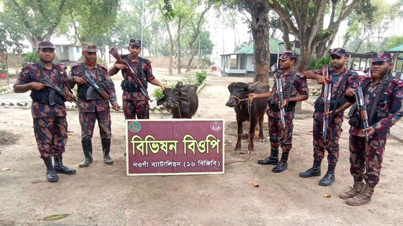 চাঁপাইনবাবগঞ্জ সীমান্তে ২টি ভারতীয় মহিষ আটক