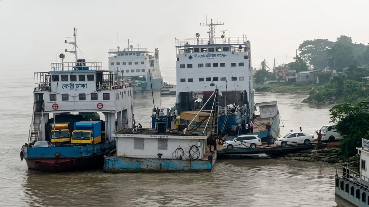 বৈরী আবহাওয়ার কারণে দৌলতদিয়া-পাটুরিয়া নৌরুটে ফেরি চলাচল বন্ধ