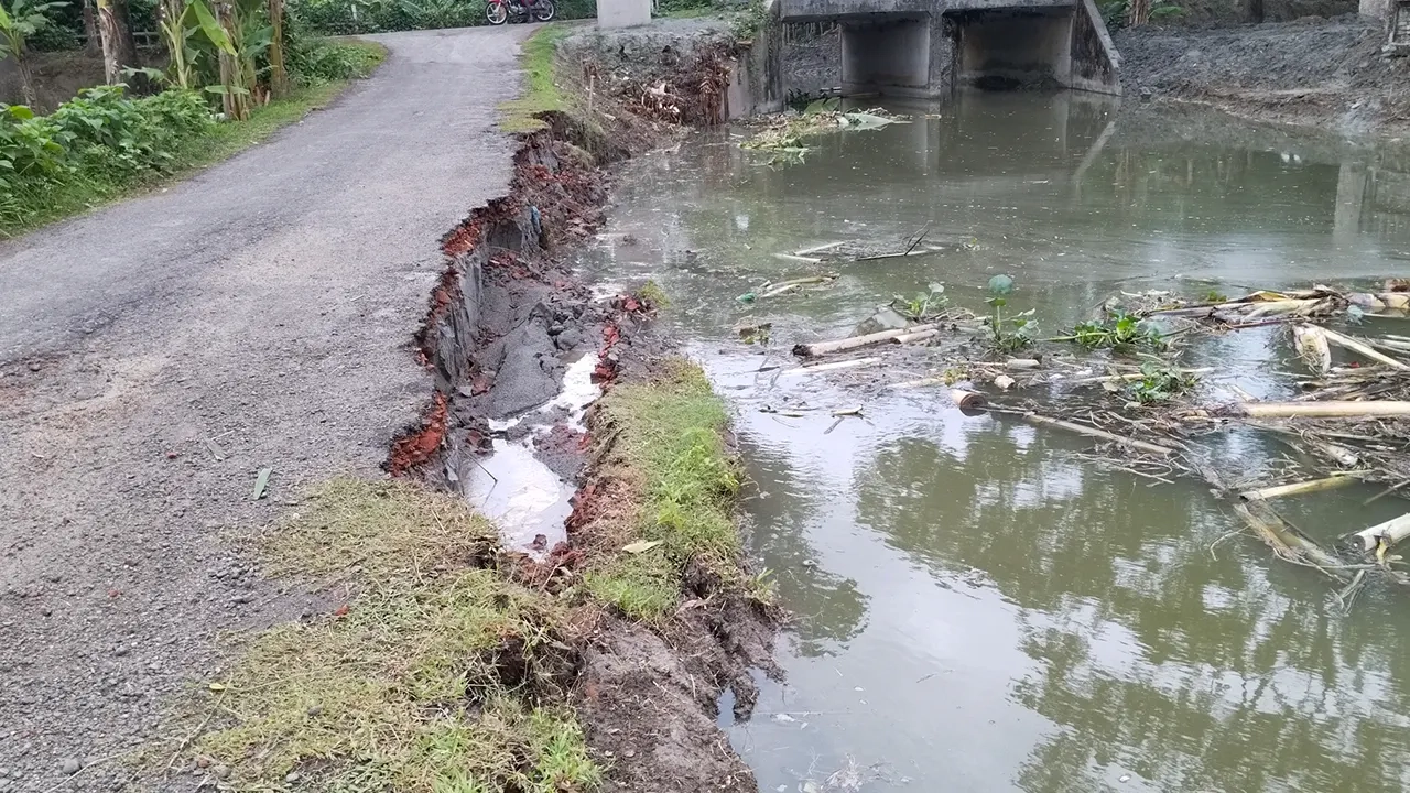 ঝালকাঠির রাজাপুরে ধসে পড়া সড়ক