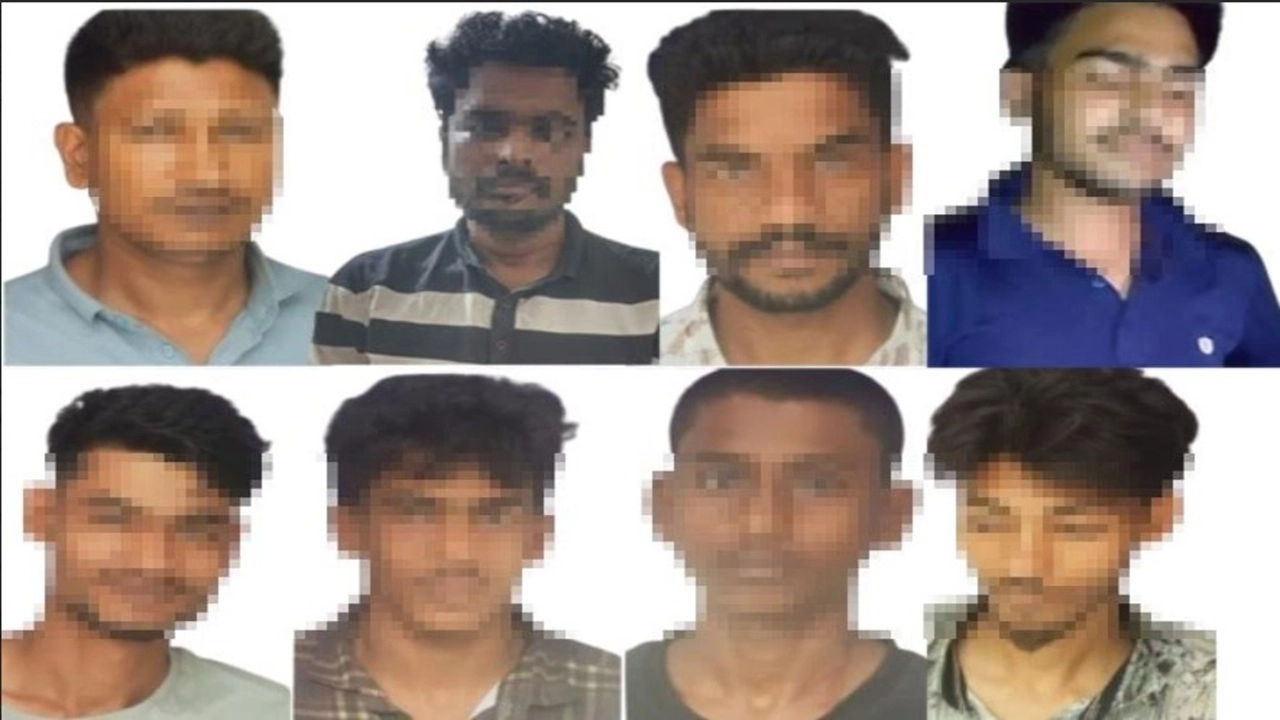 মতলব দক্ষিণে পুলিশ ও প্রশাসনের যৌথ অভিযানে আটককৃতরা।