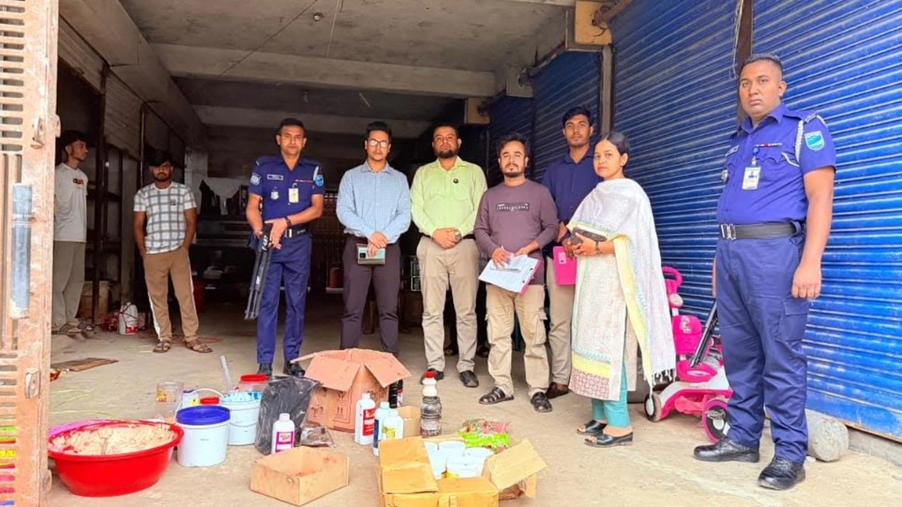 ফরিদপুরে অবৈধ কেক কারখানায় ভ্রাম্যমাণ আদালতের অভিযান
