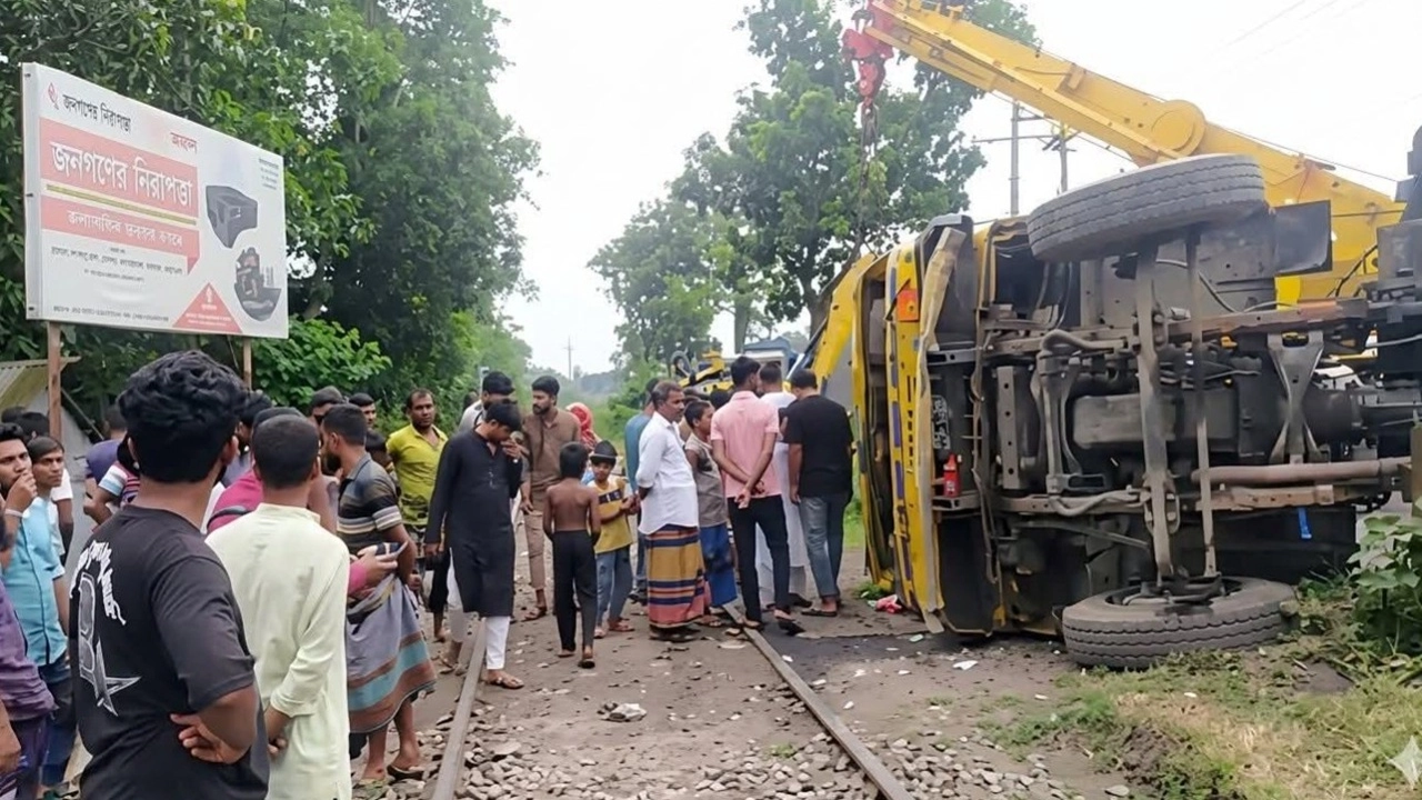 যশোরে ট্রেন-ট্রাক সংঘর্ষ