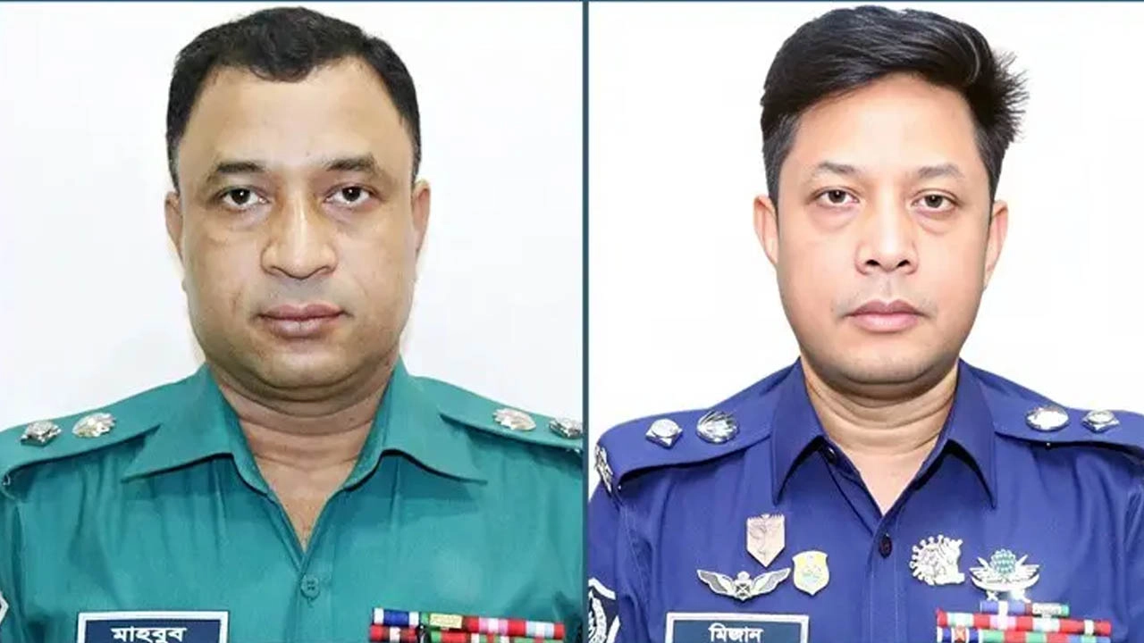 ফেনীর পুলিশ সুপার মোহাম্মদ মাহবুব আলম খান ও পঞ্চগড়ের পুলিশ সুপার মো. মিজানুর রহমান।