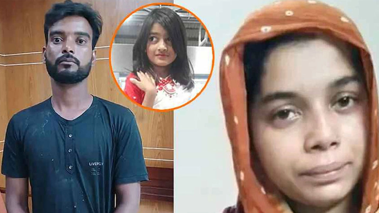 বামে ও ডানে দুই অভিযুক্ত এবং মাঝের বৃত্তে নিহত শিশু লামিসা