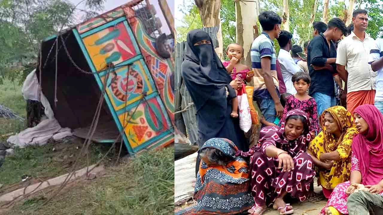 নিয়ন্ত্রণে হারিয়ে খাদে পড়ে যায় ট্রাক