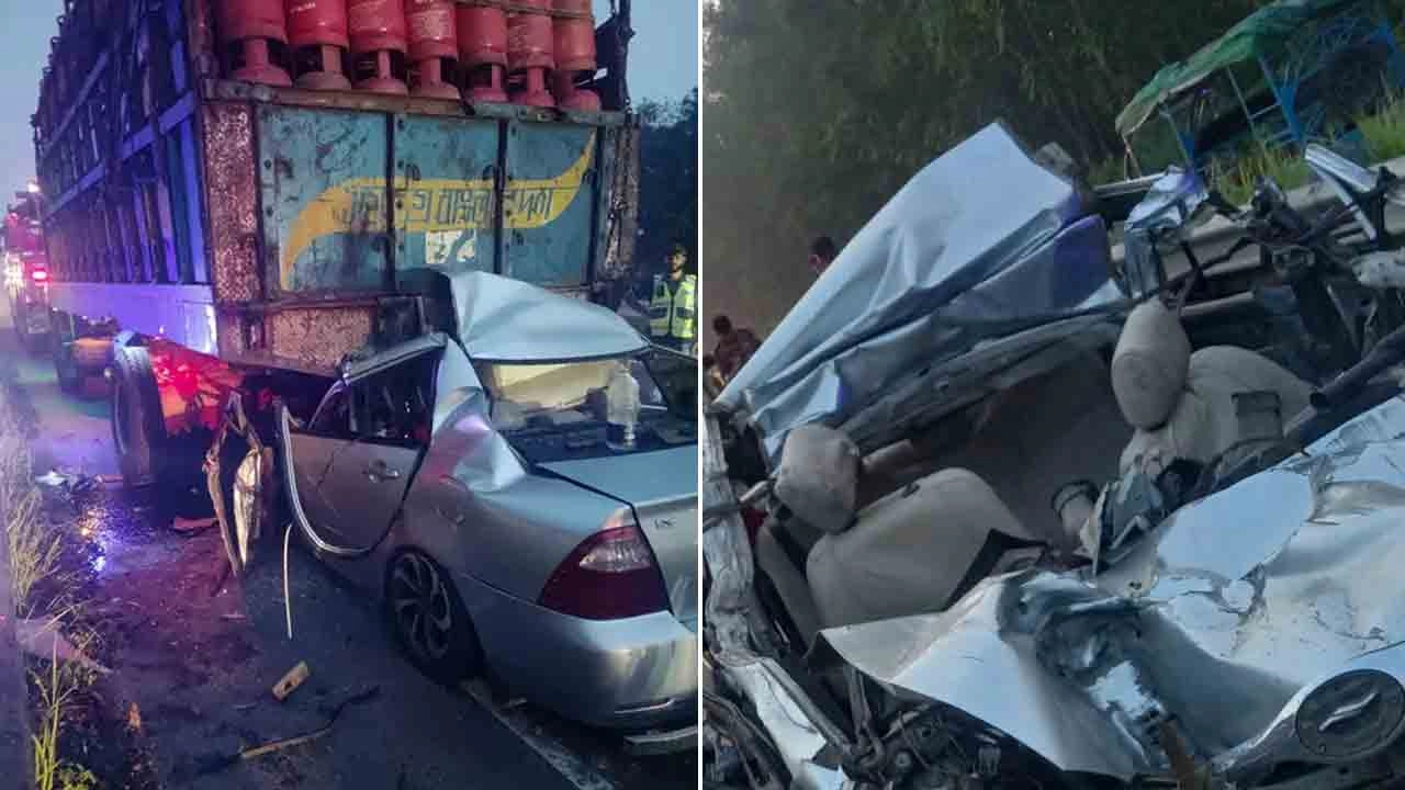 দুমড়ে মুচড়ে যাওয়া প্রাইভেটকার