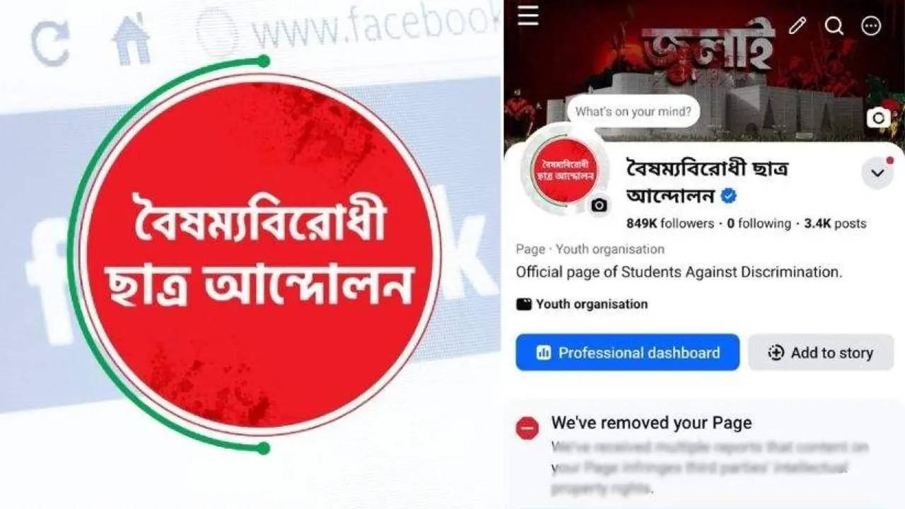 বৈষম্যবিরোধী ছাত্র আন্দোলনের লোগো ও ফেসবুক পেজের ইন্টারফেস। ছবি : সংগৃহীত