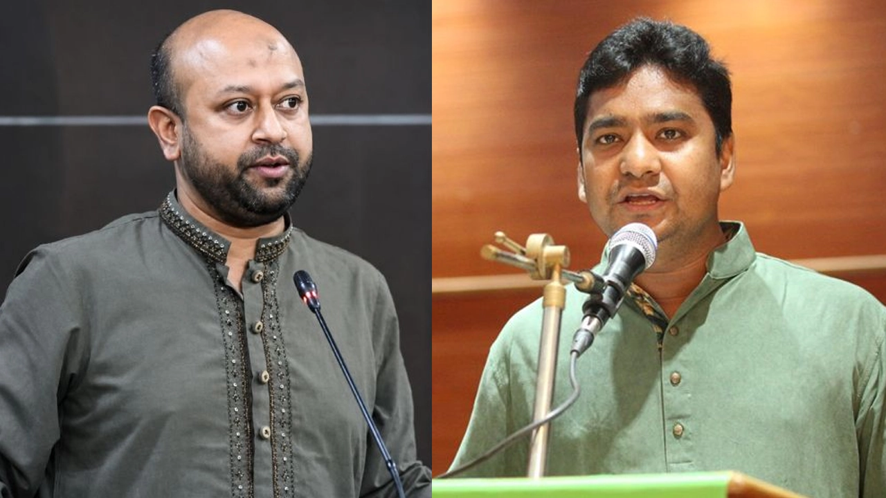 ব্যারিস্টার আসাদুজ্জামান ফুয়াদ ও কেন্দ্রীয় ছাত্রদলের সাধারণ সম্পাদক নাছির উদ্দীন নাছির। ছবি: সংগৃহীত