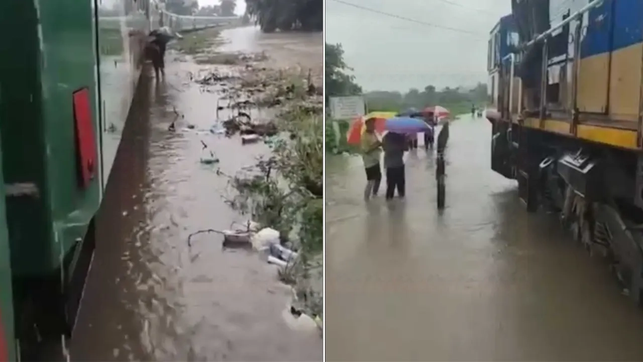 মাঝপথে আটকা পর্যটন এক্সপ্রেস। ছবি: সংগৃহীত