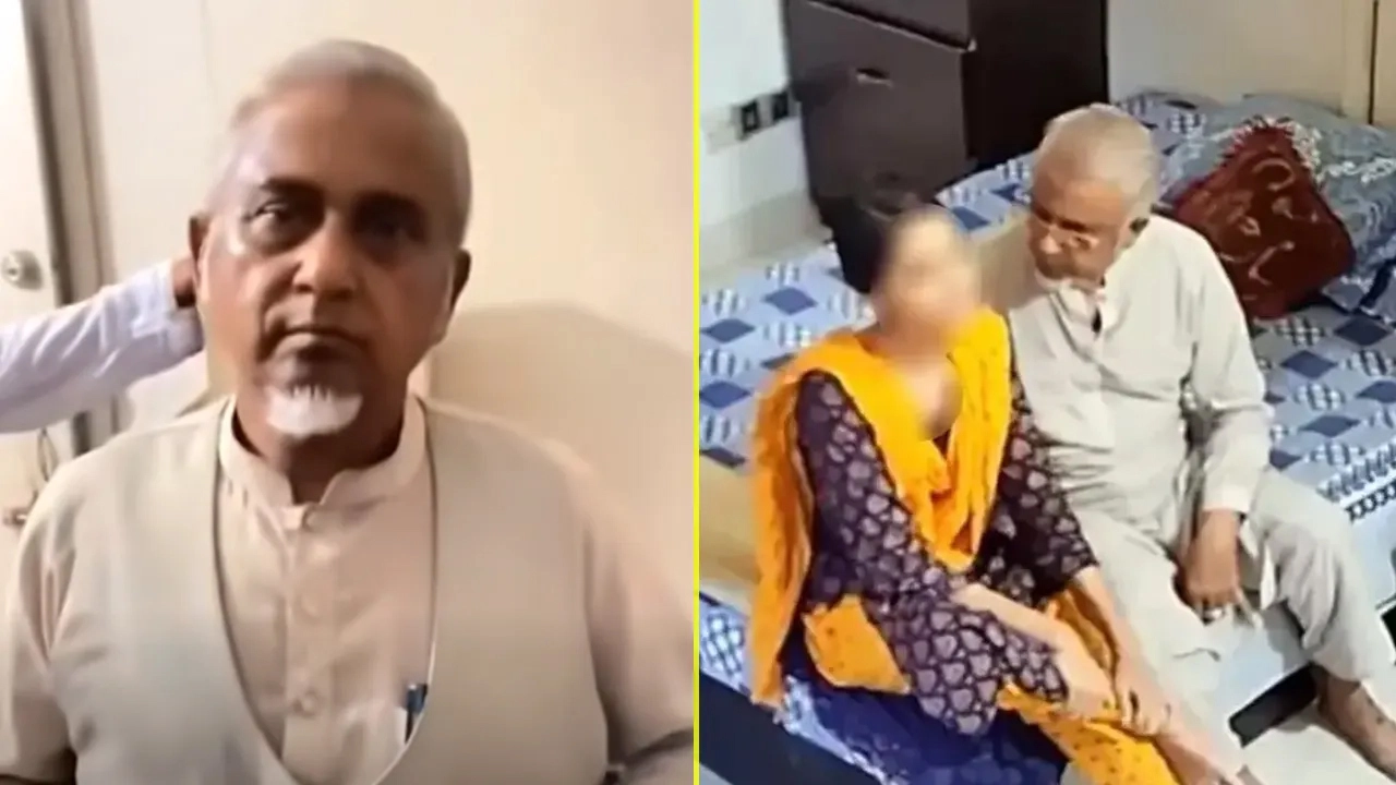 সংসদ সদস্য গাজী নজরুল ইসলাম (বাঁয়ে) ও ভাইরাল হওয়া দৃশ্য। ছবি: সংগৃহীত