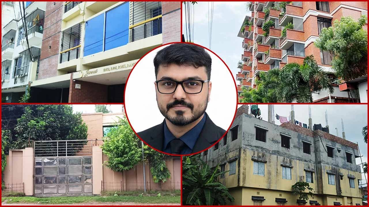 দুর্যোগ ব্যবস্থাপনা কর্মকর্তা মনিরুজ্জামান ও তার কিছু সম্পদ। ছবি: এনপিবি গ্রাফিক্স