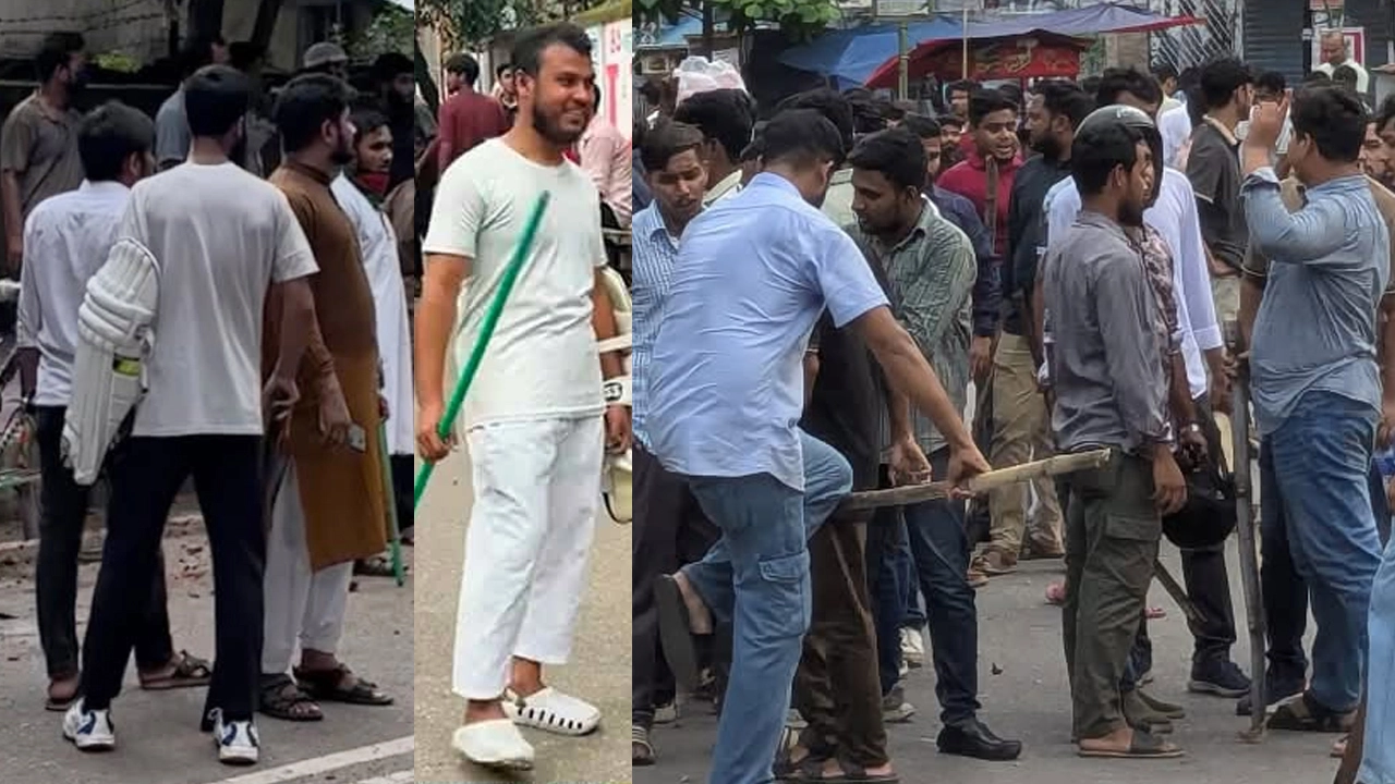 হাতে প্যাড-পাইপ, মাথায় হেলমেট। ছবি: সংগৃহীত