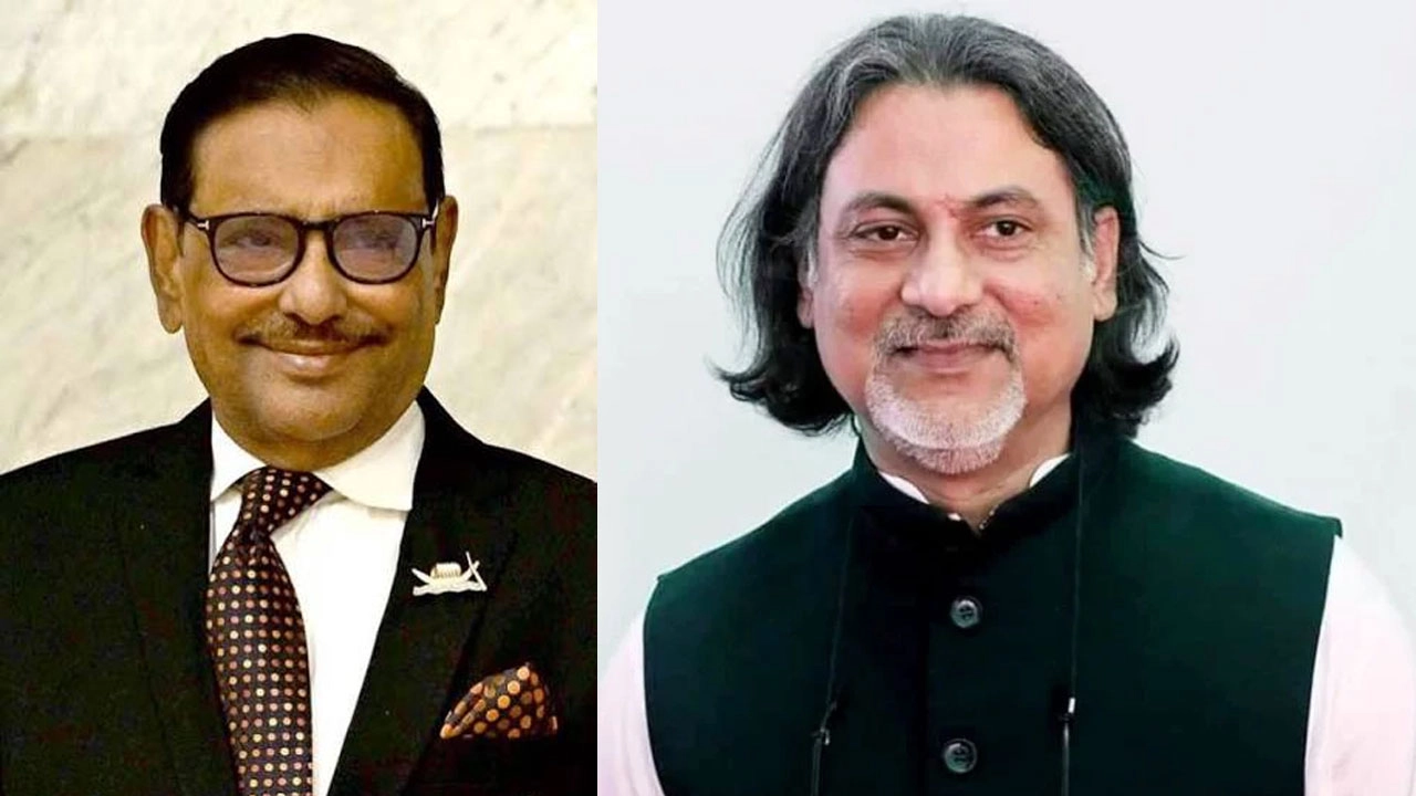 ওবাইদুল কাদের ও শেখ ফজলে শামস পরশ। ছবি: সংগৃহীত