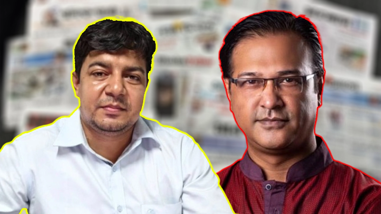 আমজনতার দলের সদস্য সচিব মো. তারেক রহমান ও সংগীতশিল্পী আসিফ আকবর। ছবি: এনপিবি গ্রাফিক্স