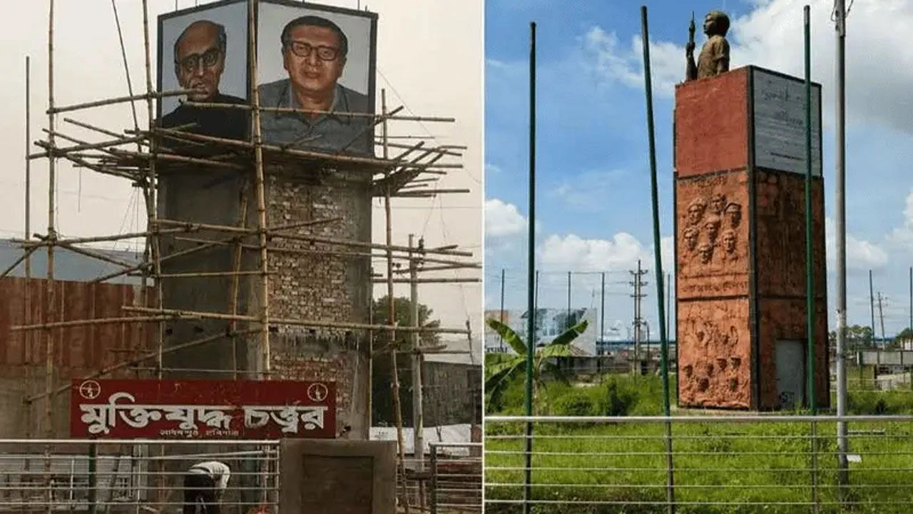 জাতীয় চার নেতার মুরালকে ‘অপ্রাসঙ্গিক’ বলে অপসারণ। ছবি: সংগৃহীত