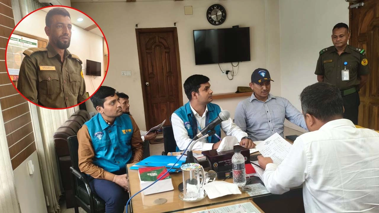 ইনসেটে অভিযুক্ত আনসার সদস্য। ছবি: এনপিবি নিউজ