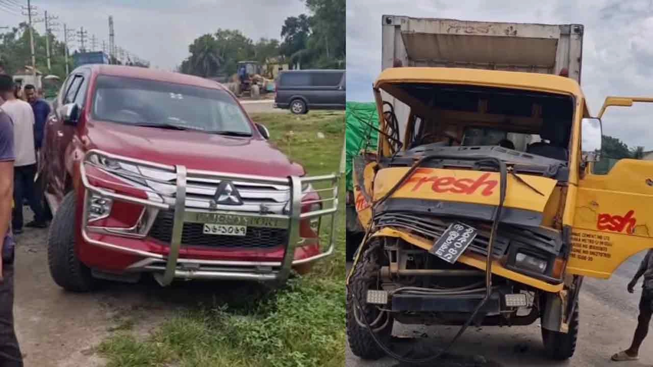 দুর্ঘটনায় কবলিত জিপ ও কাভার্ড ভ্যান