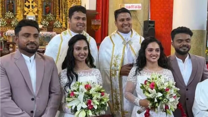যমজ বর-কনের বিয়ে দিলেন যমজ পুরোহিত