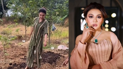 কোদাল হাতে মাঠে নেমেছেন জয়া আহসান