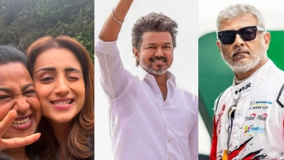 যুক্তরাজ্যে অজিতের সমর্থনে বিজয়, আলাদা ফ্রেমে ধরা দিলেন তৃষা